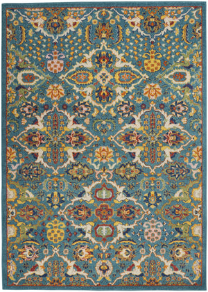 Homeroots 5' X 7' Blue Floral Power Loom Area Rug  Polypropylene 521672
