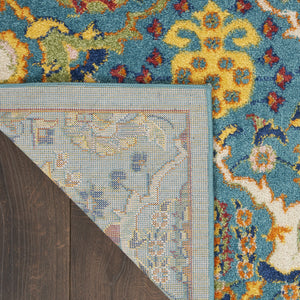 Homeroots 5' X 7' Blue Floral Power Loom Area Rug  Polypropylene 521672