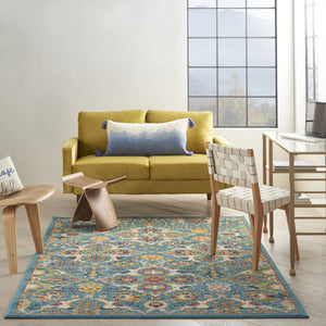 Homeroots 5' X 7' Blue Floral Power Loom Area Rug  Polypropylene 521672