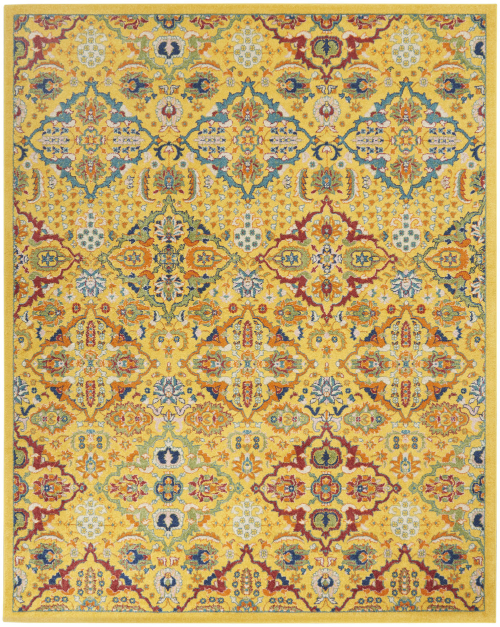 Homeroots 8' X 10' Yellow Floral Power Loom Area Rug  Polypropylene 521673