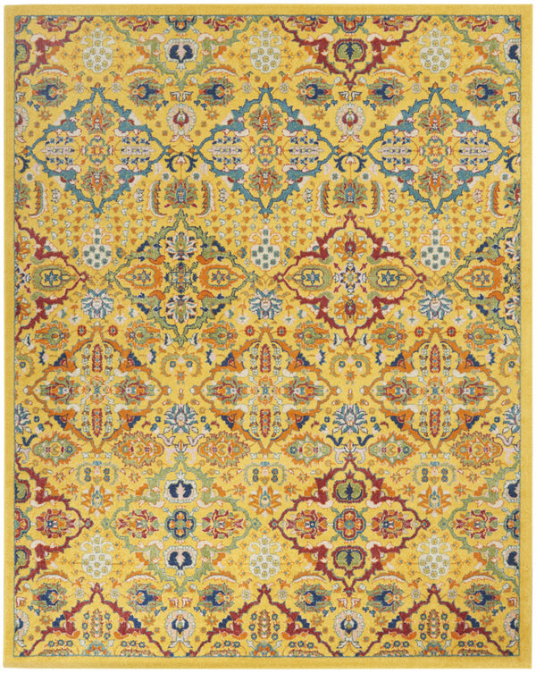 Homeroots 8' X 10' Yellow Floral Power Loom Area Rug  Polypropylene 521673