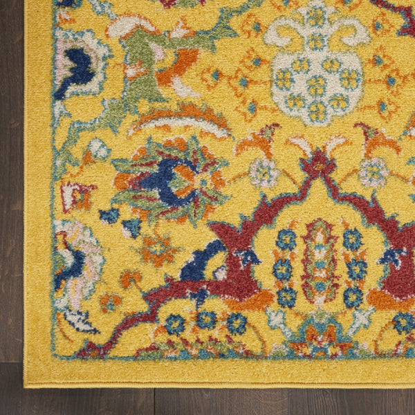HomeRoots 8' Yellow Floral Area Rug - Elegant Power Loom Design for Living Room, Bedroom & Dining Decor 8' X 10' Rectangle 521673