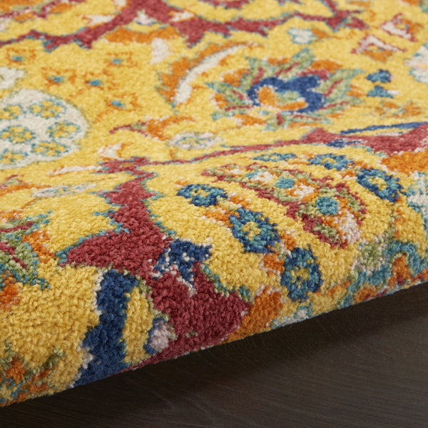 Homeroots 8' X 10' Yellow Floral Power Loom Area Rug  Polypropylene 521673
