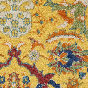HomeRoots 8' Yellow Floral Area Rug - Elegant Power Loom Design for Living Room, Bedroom & Dining Decor 7' X 10' Rectangle 521674