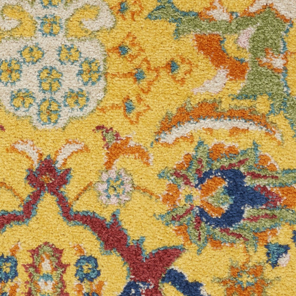 HomeRoots 8' Yellow Floral Area Rug - Elegant Power Loom Design for Living Room, Bedroom & Dining Decor 7' X 10' Rectangle 521674