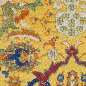 HomeRoots 8' Yellow Floral Area Rug - Elegant Power Loom Design for Living Room, Bedroom & Dining Decor 7' X 10' Rectangle 521674