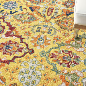 Homeroots 7' X 10' Yellow Floral Power Loom Area Rug  Polypropylene 521674