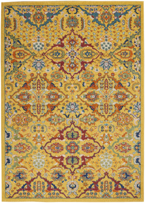 Homeroots 5' X 7' Yellow Floral Power Loom Area Rug  Polypropylene 521675