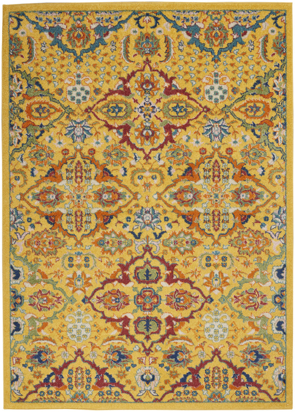 Homeroots 5' X 7' Yellow Floral Power Loom Area Rug  Polypropylene 521675