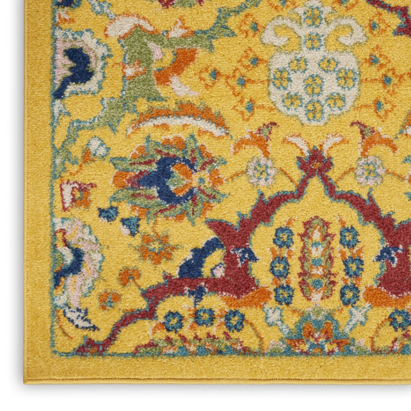HomeRoots 8' Yellow Floral Area Rug - Elegant Power Loom Design for Living Room, Bedroom & Dining Decor 9' X 12' Rectangle 521676