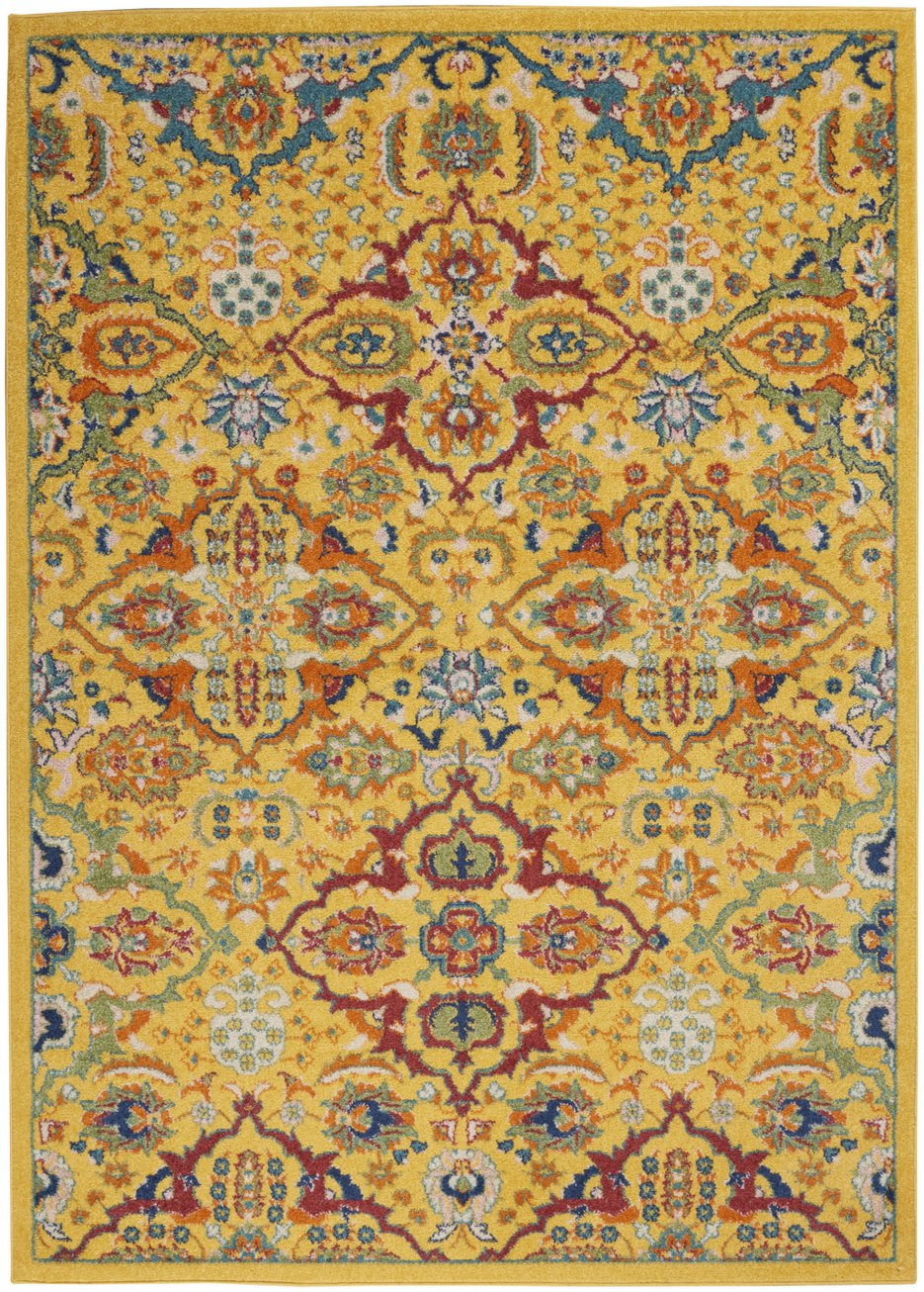 Homeroots 4' Yellow Floral Power Loom Area Rug - Elegant Rectangle Design For Warmth & Style In Your Home 4' X 6' Polypropylene 521677
