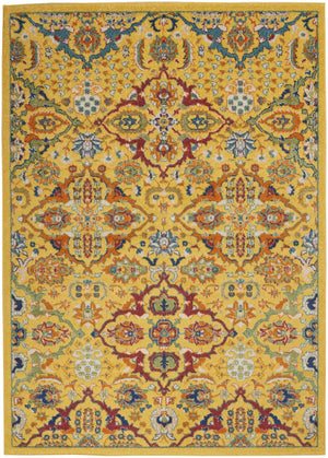 Homeroots 4' Yellow Floral Power Loom Area Rug - Elegant Rectangle Design For Warmth & Style In Your Home 4' X 6' Polypropylene 521677