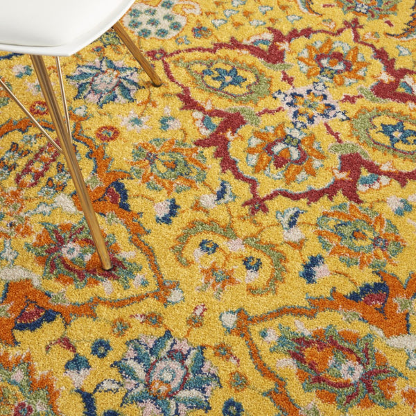 Homeroots 4' Yellow Floral Power Loom Area Rug - Elegant Rectangle Design For Warmth & Style In Your Home 4' X 6' Polypropylene 521677