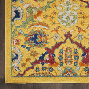 HomeRoots 8' Yellow Floral Area Rug - Elegant Power Loom Design for Living Room, Bedroom & Dining Decor 6' X 9' Rectangle 521679
