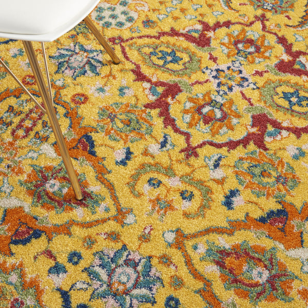 Homeroots 6' X 9' Yellow Floral Power Loom Area Rug  Polypropylene 521679