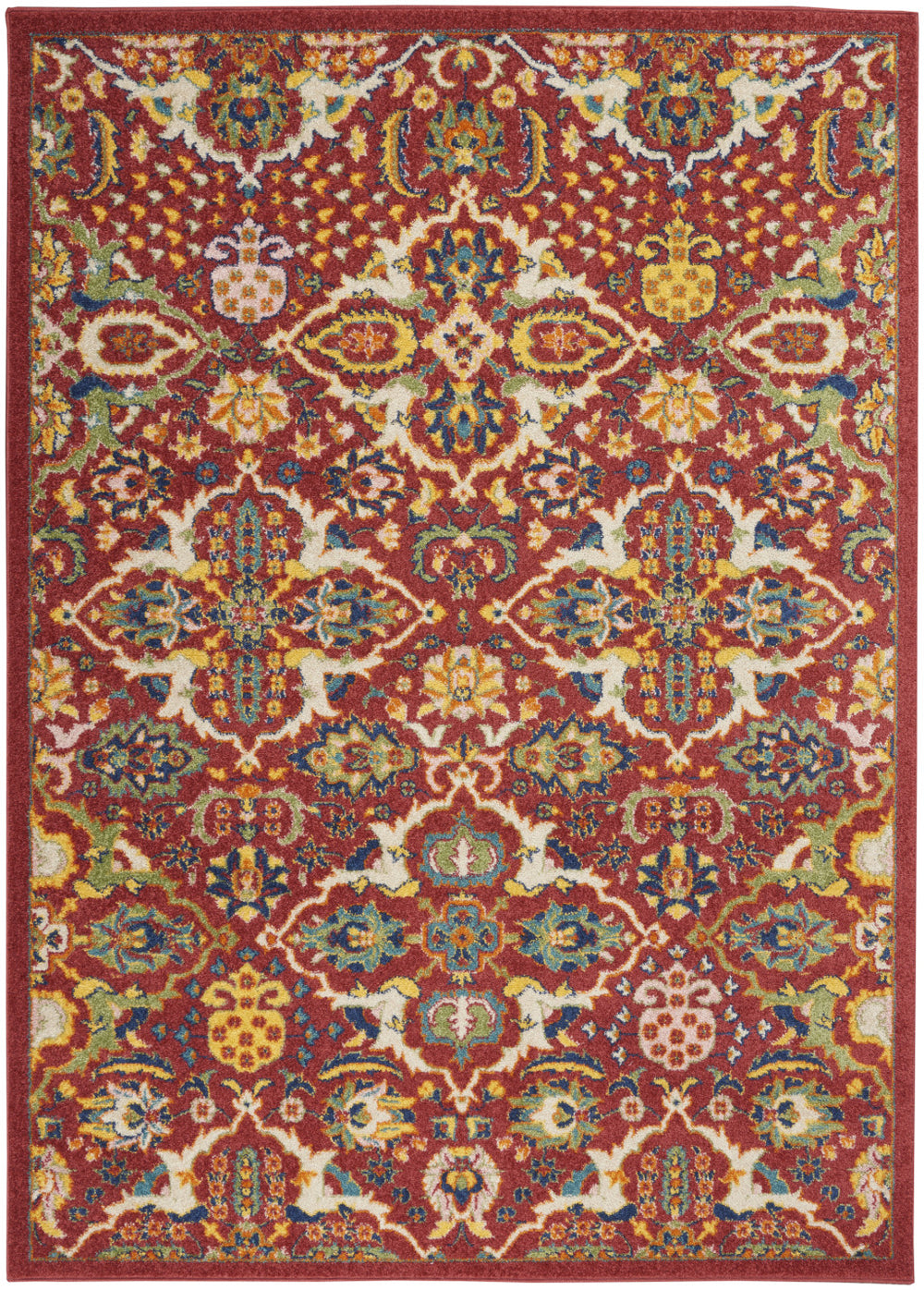 Homeroots 5' X 7' Red Floral Power Loom Area Rug  Polypropylene 521681