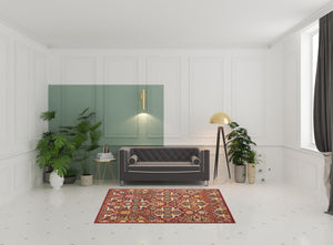 Homeroots 5' X 7' Red Floral Power Loom Area Rug  Polypropylene 521681