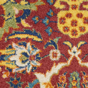 HomeRoots 5' Vibrant Red Floral Area Rug - Power Loomed with Durable Design for Stylish Bohemian Spaces 5' X 7' 521681