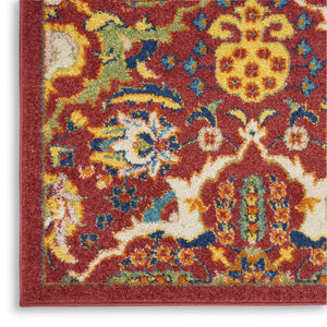 HomeRoots 5' Vibrant Red Floral Area Rug - Power Loomed with Durable Design for Stylish Bohemian Spaces 5' X 7' 521681