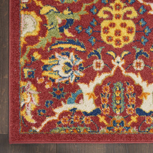 HomeRoots 5' Vibrant Red Floral Area Rug - Power Loomed with Durable Design for Stylish Bohemian Spaces 9' X 12' 521682