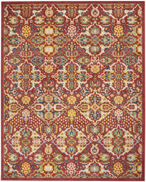 Homeroots 8' X 10' Red Floral Power Loom Area Rug  Polypropylene 521684