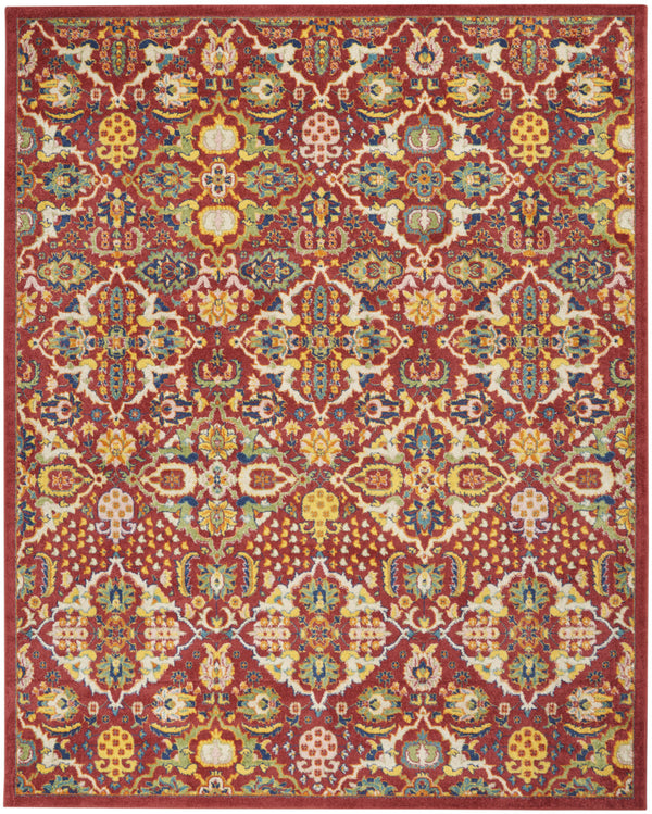 Homeroots 8' X 10' Red Floral Power Loom Area Rug  Polypropylene 521684