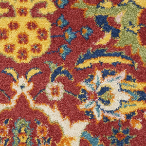HomeRoots 5' Vibrant Red Floral Area Rug - Power Loomed with Durable Design for Stylish Bohemian Spaces 8' X 10' 521684