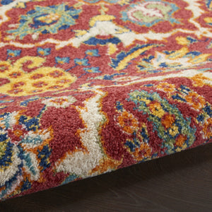 HomeRoots 5' Vibrant Red Floral Area Rug - Power Loomed with Durable Design for Stylish Bohemian Spaces 8' X 10' 521684