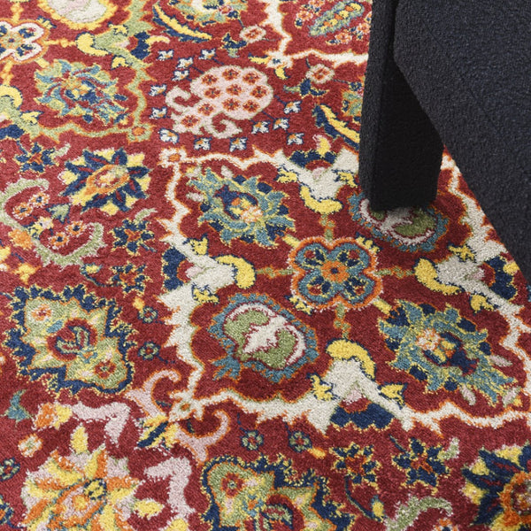 HomeRoots 5' Vibrant Red Floral Area Rug - Power Loomed with Durable Design for Stylish Bohemian Spaces 8' X 10' 521684