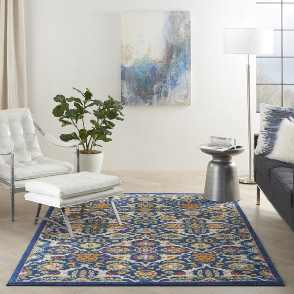 Homeroots 6' X 9' Blue Floral Power Loom Area Rug  Polypropylene 521685