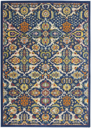 HomeRoots 6' Blue Floral Power Loom Area Rug - Timeless Charm, Soft Comfort, and Easy-Care Durability for Any Room 6' X 9' Rectangle 521685