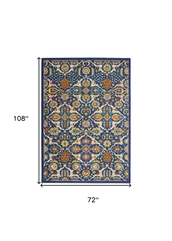 Homeroots 6' X 9' Blue Floral Power Loom Area Rug  Polypropylene 521685