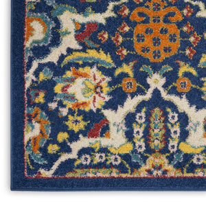 HomeRoots 6' Blue Floral Power Loom Area Rug - Timeless Charm, Soft Comfort, and Easy-Care Durability for Any Room 7' X 10' Rectangle 521686