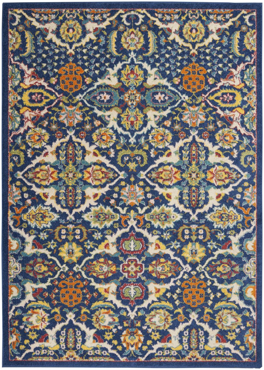 Homeroots 4' Blue Floral Power Loom Area Rug - Elegant Rectangle Design For Cozy Home Decor & Lasting Quality 4' X 6' Polypropylene 521687