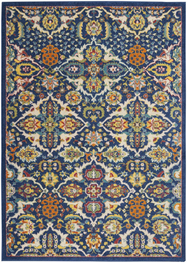 Homeroots 4' Blue Floral Power Loom Area Rug - Elegant Rectangle Design For Cozy Home Decor & Lasting Quality 4' X 6' Polypropylene 521687