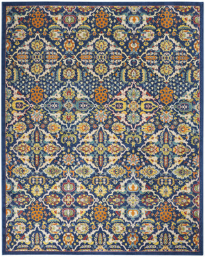 Homeroots 9' X 12' Blue And Yellow Floral Power Loom Area Rug  Polypropylene 521688