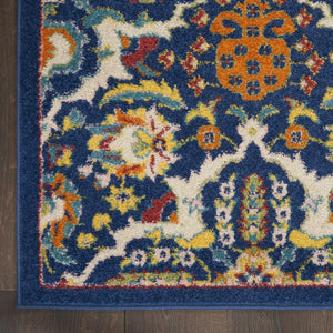 HomeRoots 6' Blue Floral Power Loom Area Rug - Timeless Charm, Soft Comfort, and Easy-Care Durability for Any Room 9' X 12' Rectangle 521688