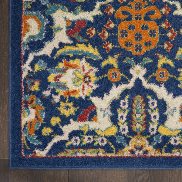 HomeRoots 6' Blue Floral Power Loom Area Rug - Timeless Charm, Soft Comfort, and Easy-Care Durability for Any Room 9' X 12' Rectangle 521688