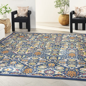 Homeroots 9' X 12' Blue And Yellow Floral Power Loom Area Rug  Polypropylene 521688