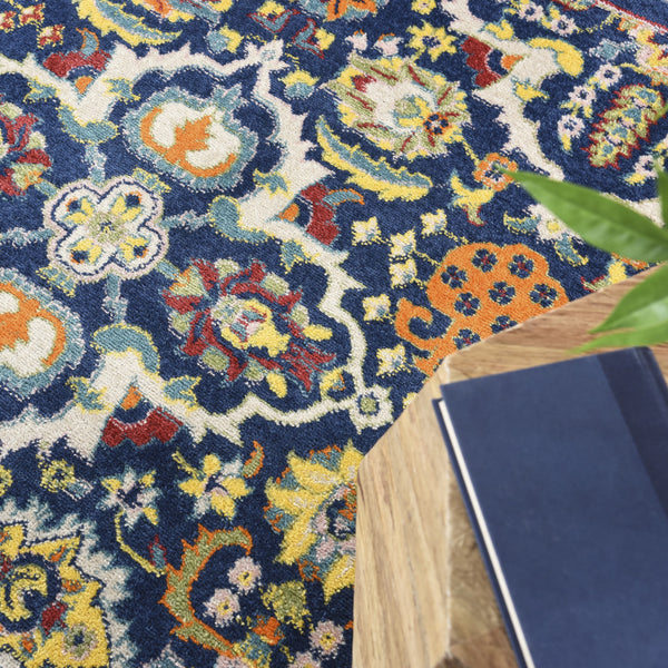 Homeroots 9' X 12' Blue And Yellow Floral Power Loom Area Rug  Polypropylene 521688