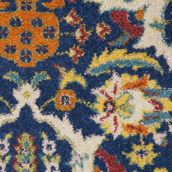 HomeRoots 6' Blue Floral Power Loom Area Rug - Timeless Charm, Soft Comfort, and Easy-Care Durability for Any Room 8' X 10' Rectangle 521689