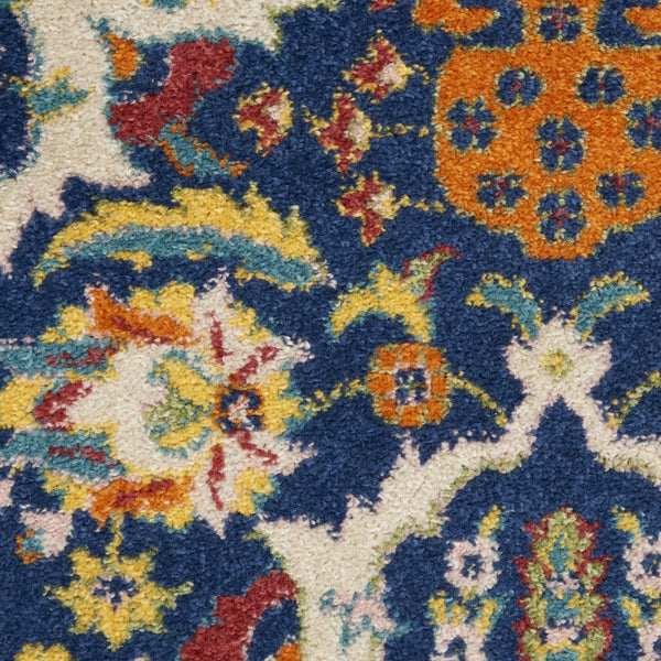 HomeRoots 6' Blue Floral Power Loom Area Rug - Timeless Charm, Soft Comfort, and Easy-Care Durability for Any Room 8' X 10' Rectangle 521689