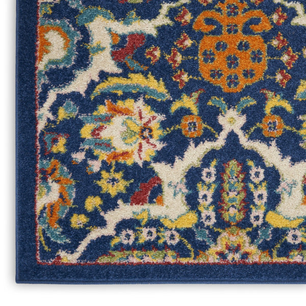 HomeRoots 6' Blue Floral Power Loom Area Rug - Timeless Charm, Soft Comfort, and Easy-Care Durability for Any Room 8' X 10' Rectangle 521689