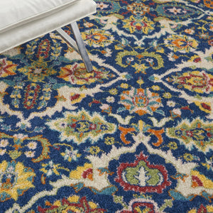 HomeRoots 6' Blue Floral Power Loom Area Rug - Timeless Charm, Soft Comfort, and Easy-Care Durability for Any Room 5' X 7' Rectangle 521691