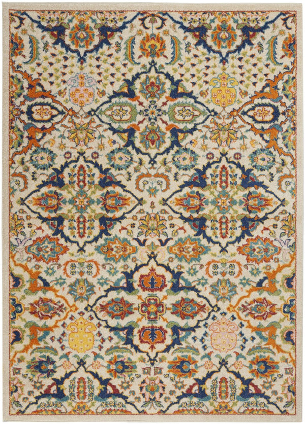 Homeroots 4' X 6' Ivory Floral Power Loom Area Rug - Elegant Design For Living Spaces, Made In Turkey 4' X 6' Polypropylene 521695