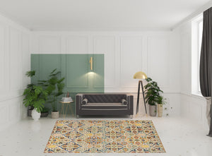 HomeRoots 7' Ivory Floral Power Loom Area Rug - Elegant Bohemian Style for Living Rooms & Bedrooms 8' X 10' Rectangle 521696