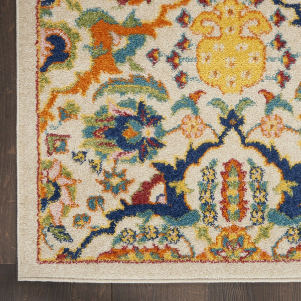 HomeRoots 7' Ivory Floral Power Loom Area Rug - Elegant Bohemian Style for Living Rooms & Bedrooms 8' X 10' Rectangle 521696