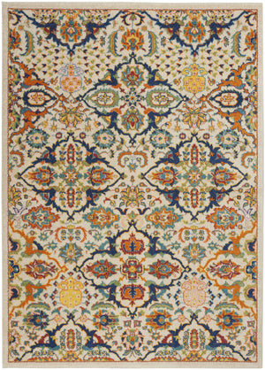 Homeroots 5' X 7' Ivory Floral Power Loom Area Rug  Polypropylene 521698