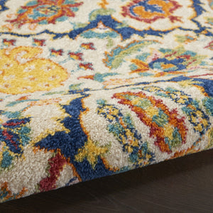 HomeRoots 7' Ivory Floral Power Loom Area Rug - Elegant Bohemian Style for Living Rooms & Bedrooms 5' X 7' Rectangle 521698