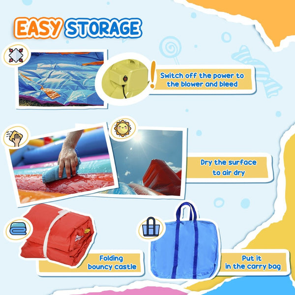 English Elm Outsunny 4in1 Backyard Inflatable Bounce Castle with Dual Slides and Splash Pool W2225P200472
